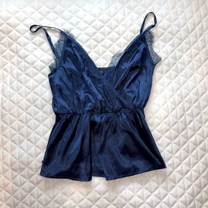 Peplum Navy Lace Shirt